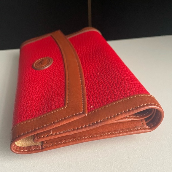Dooney & Bourke awl Red & Brown Leather Checkbook wallet card holder - Picture 13 of 16